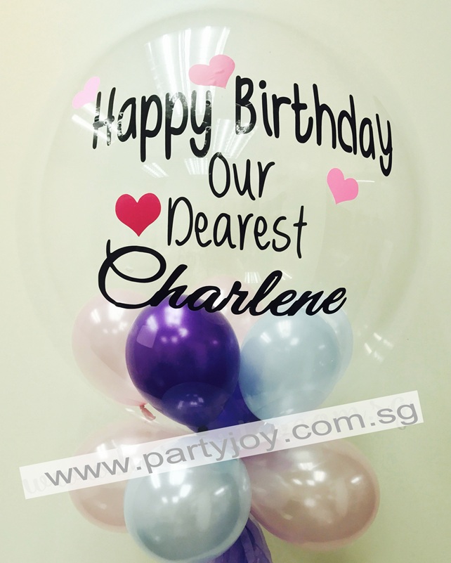 Birthday Pink Heart Customised Bubble Balloon